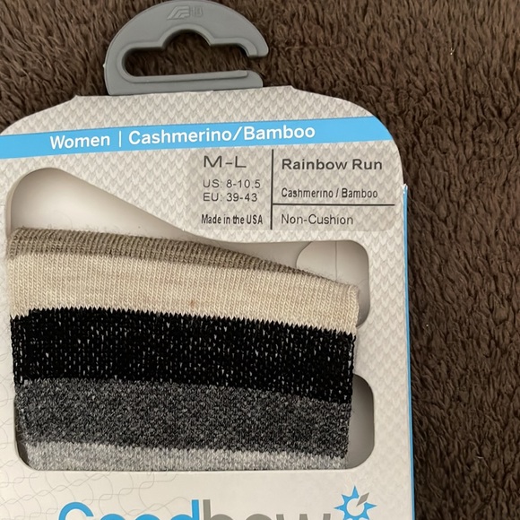 Goodhew merino wool above ankle socks brown/tan/black/grey stripes womens - Picture 7 of 7